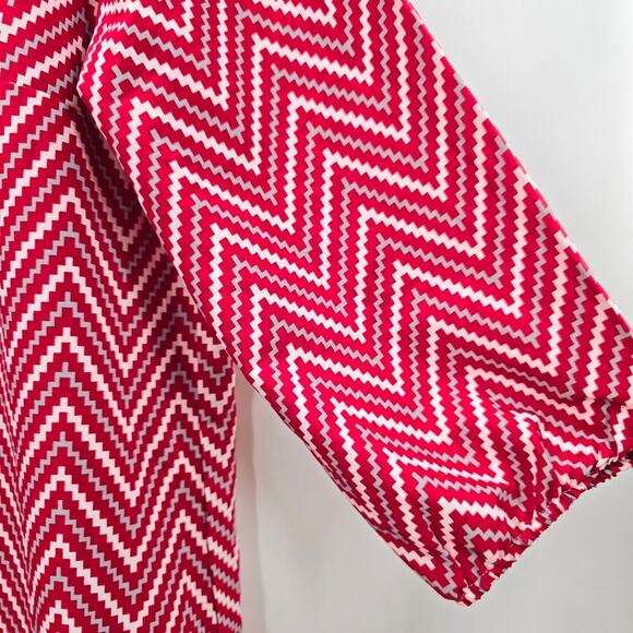 Live 4 Truth Red White Chevron Knee Length Zipper Dress Plus 1XL - Picture 3 of 6